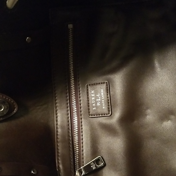 Women's Lauren Ralph Lauren Satchel Handbag; White with Grommets  21x13 - Picture 6 of 12